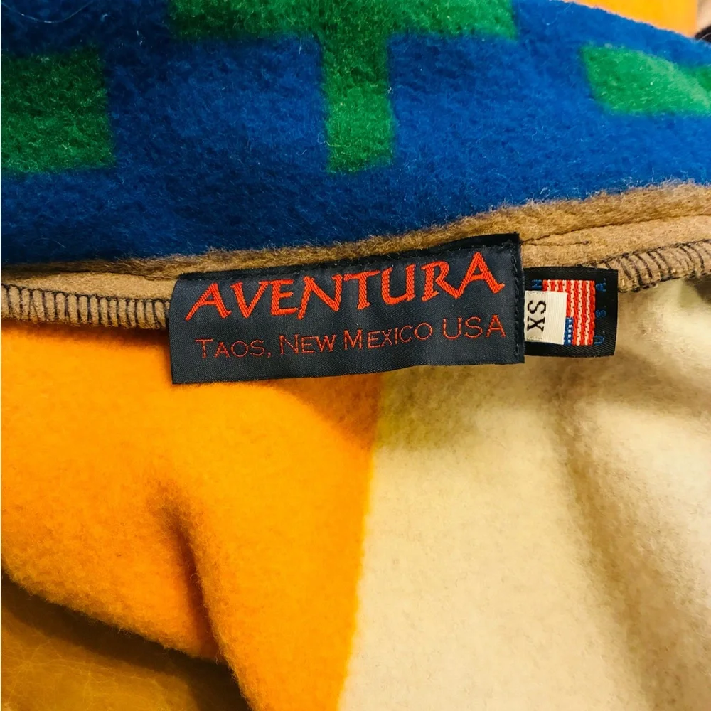 Aventura Colorblock Oversized Wool Blanket Car Coat Jacket Made in USA - Taos NM - Picture 4 of 5